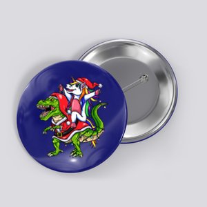 Santa Unicorn Riding Christmas Dinosaur Gift Button