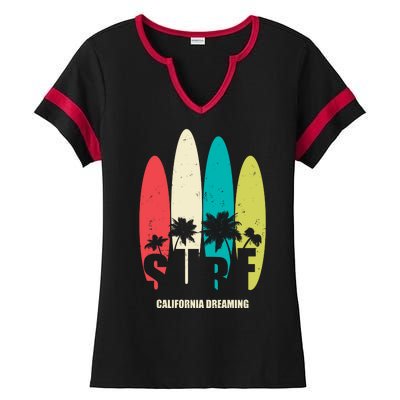 Surf California Dreaming  Ladies Halftime Notch Neck Tee