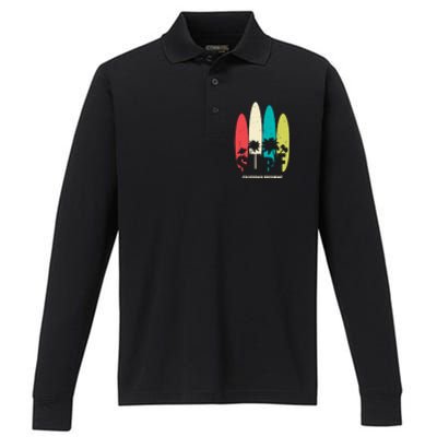 Surf California Dreaming  Performance Long Sleeve Polo