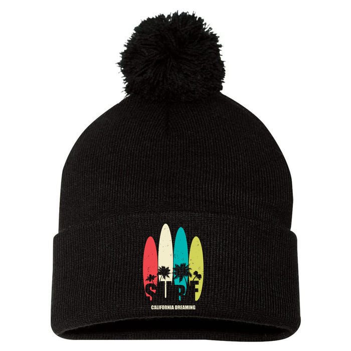 Surf California Dreaming  Pom Pom 12in Knit Beanie