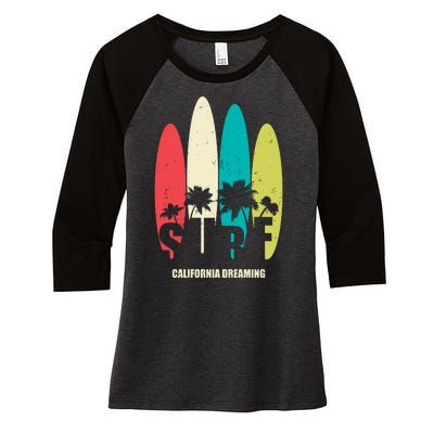 Surf California Dreaming  Women's Tri-Blend 3/4-Sleeve Raglan Shirt