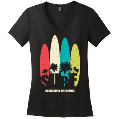 Surf California Dreaming  Women's V-Neck T-Shirt