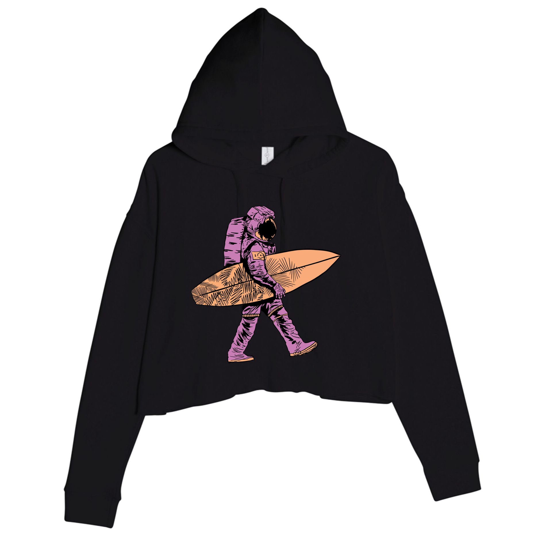 Surfer Astronaut Crop Fleece Hoodie