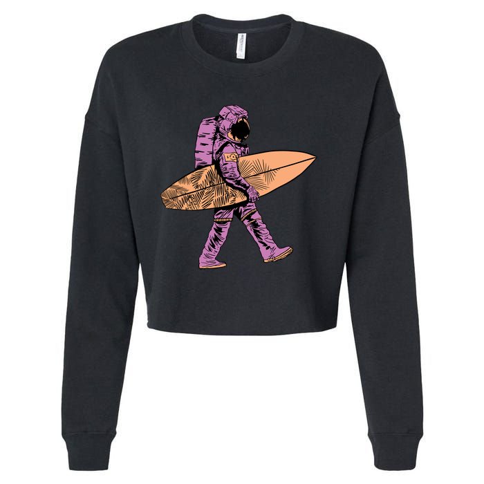 Surfer Astronaut Cropped Pullover Crew