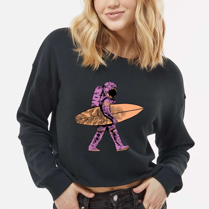 Surfer Astronaut Cropped Pullover Crew