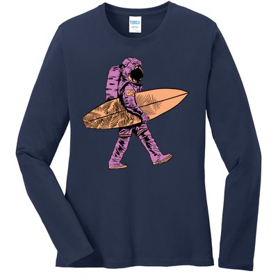 Surfer Astronaut Ladies Long Sleeve Shirt