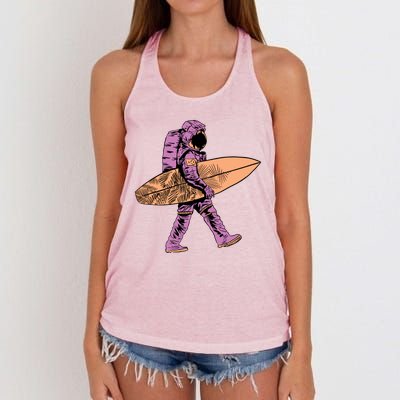 Surfer Astronaut Women's Knotted Racerback Tank