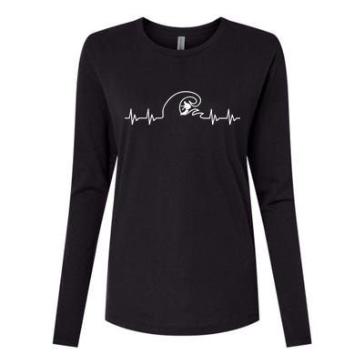 Surfer Heartbeat Pulse Womens Cotton Relaxed Long Sleeve T-Shirt