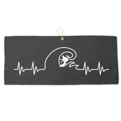 Surfer Heartbeat Pulse Large Microfiber Waffle Golf Towel