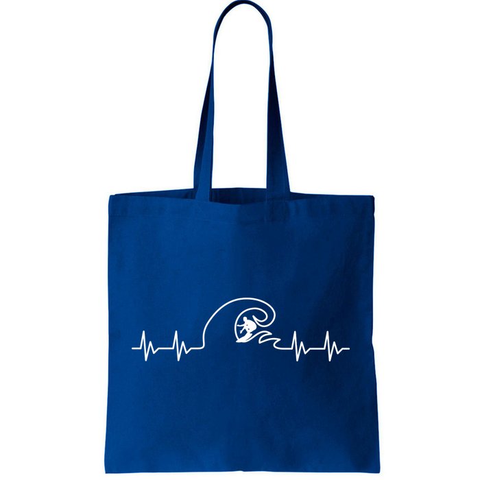 Surfer Heartbeat Pulse Tote Bag