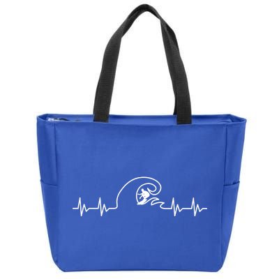 Surfer Heartbeat Pulse Zip Tote Bag