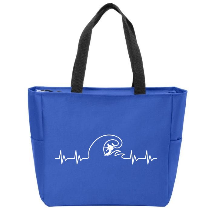 Surfer Heartbeat Pulse Zip Tote Bag