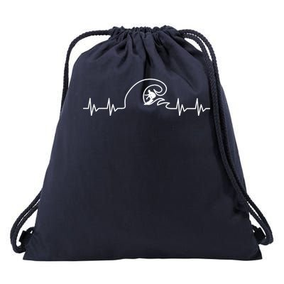 Surfer Heartbeat Pulse Drawstring Bag