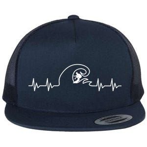 Surfer Heartbeat Pulse Flat Bill Trucker Hat