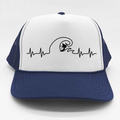 Surfer Heartbeat Pulse Trucker Hat