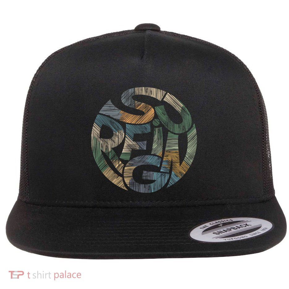 Surfing Flat Bill Trucker Hat