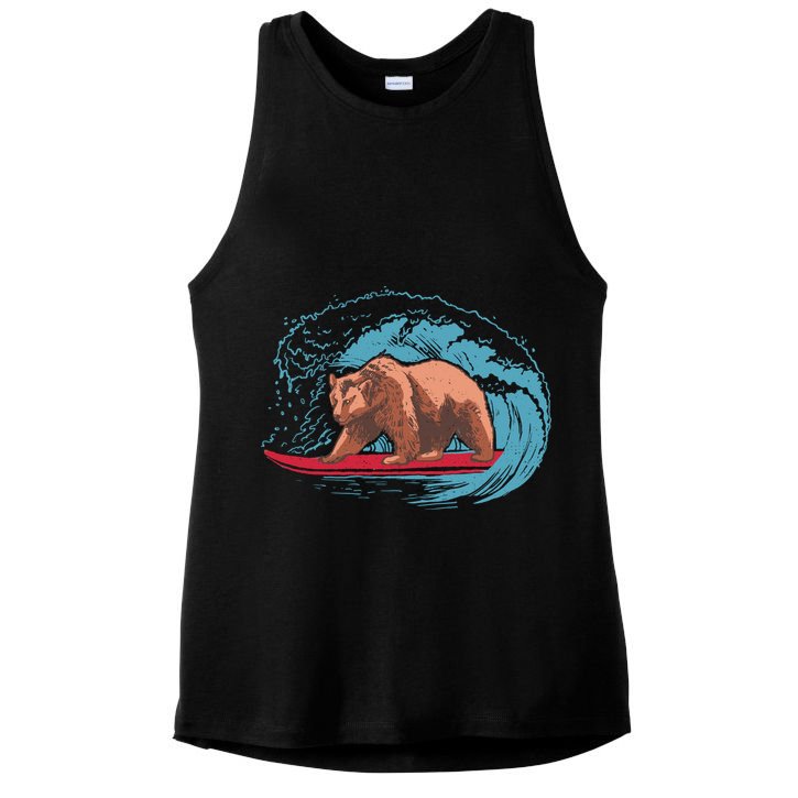 Surfing Bear Ladies PosiCharge Tri-Blend Wicking Tank