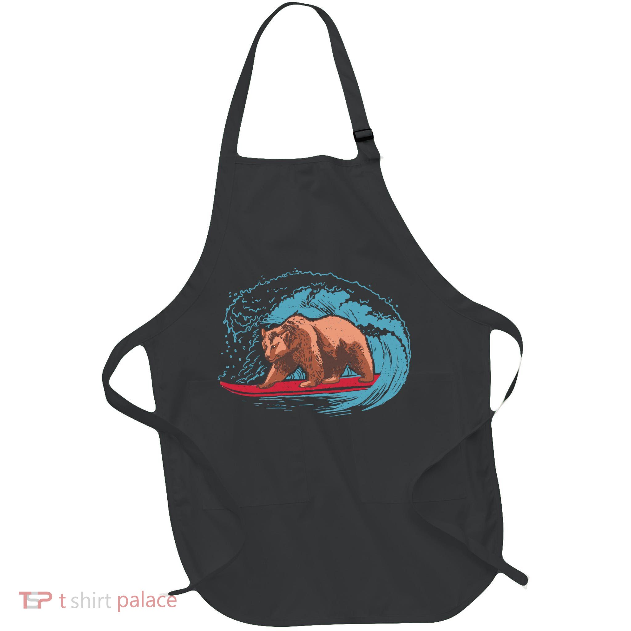 Surfing Bear Full-Length Apron With Pockets