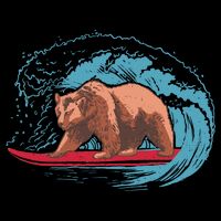 Surfing Bear City Backpack