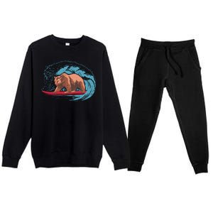 Surfing Bear Premium Crewneck Sweatsuit Set