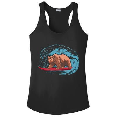 Surfing Bear Ladies PosiCharge Competitor Racerback Tank