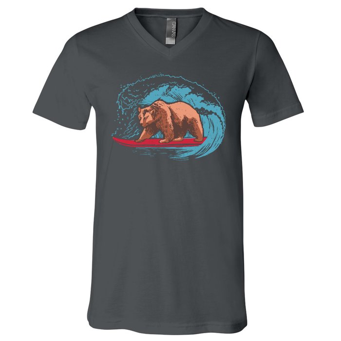 Surfing Bear V-Neck T-Shirt