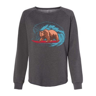 Surfing Bear Womens California Wash Sweatshirt