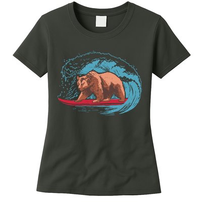 Surfing Bear Womens T-Shirt