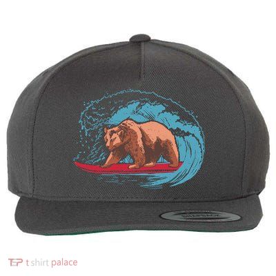 Surfing Bear Wool Snapback Cap