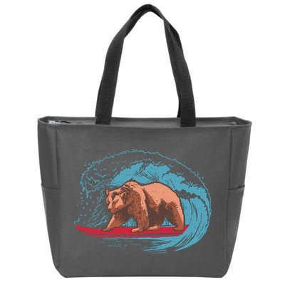 Surfing Bear Zip Tote Bag