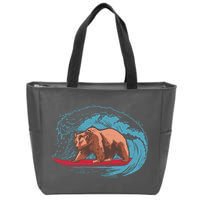 Surfing Bear Zip Tote Bag