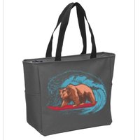 Surfing Bear Zip Tote Bag