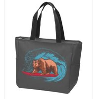 Surfing Bear Zip Tote Bag