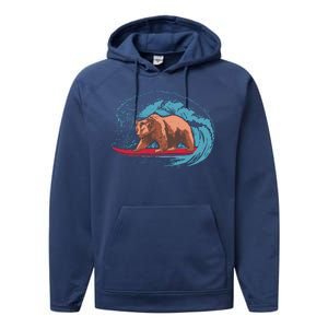 Surfing Bear Performance Fleece Hoodie