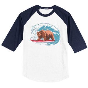 Surfing Bear Baseball Sleeve Shirt