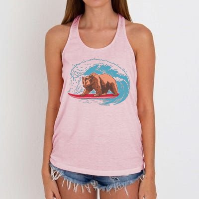 Surfing Bear Women's Knotted Racerback Tank