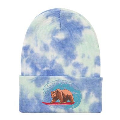 Surfing Bear Tie Dye 12in Knit Beanie