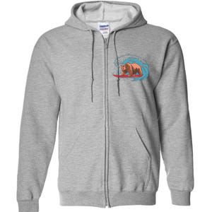 Surfing Bear Full Zip Hoodie