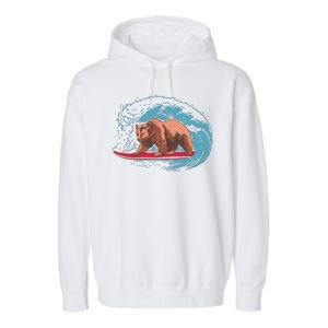 Surfing Bear Garment-Dyed Fleece Hoodie