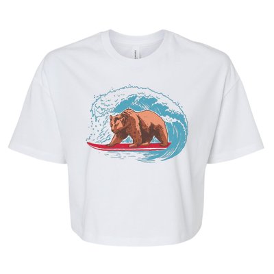 Surfing Bear Bella+Canvas Jersey Crop Tee