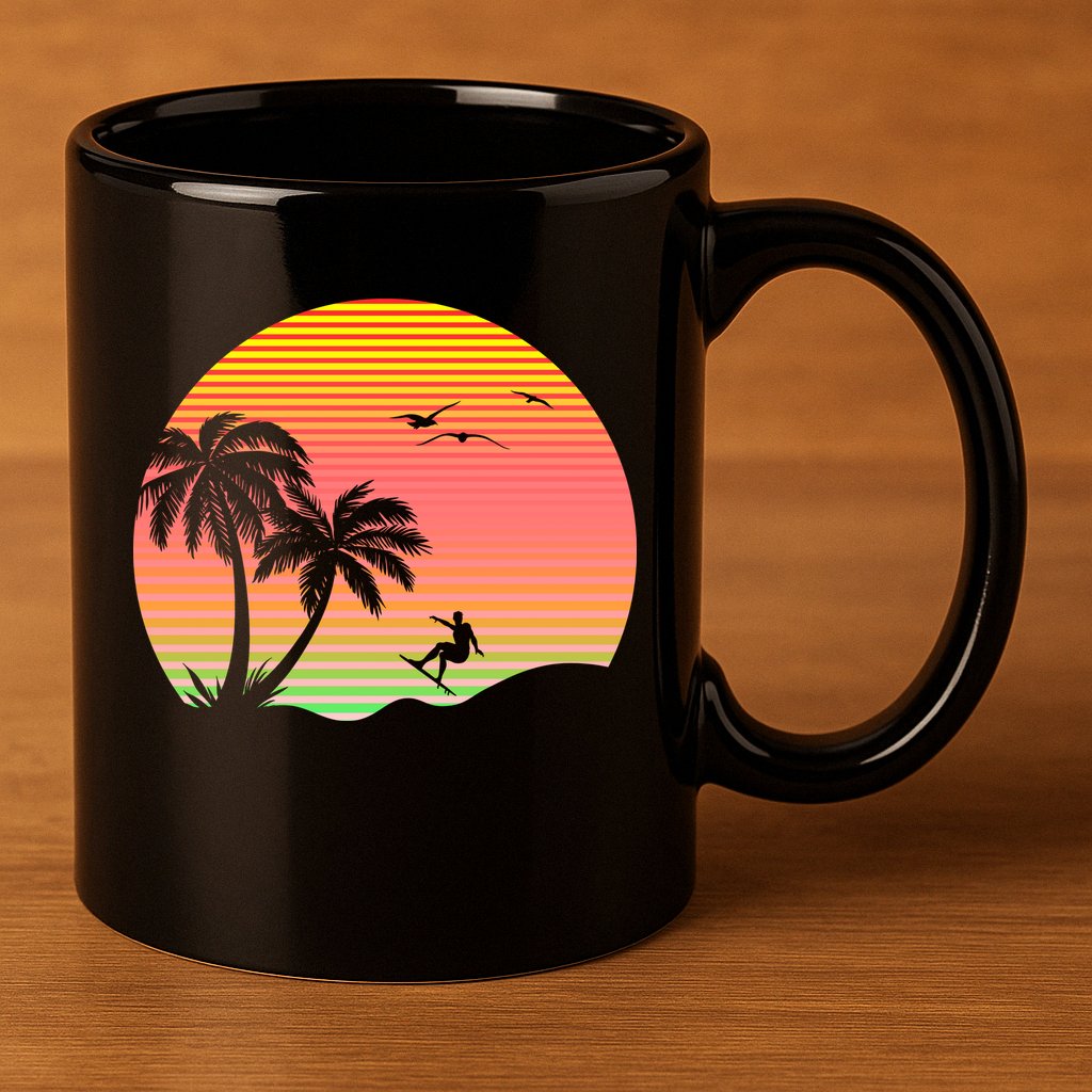 Surfing Into The Sunset 11oz C Handle Ceramic Mug