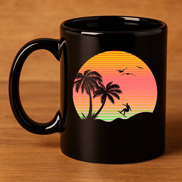 Surfing Into The Sunset 11oz C Handle Ceramic Mug