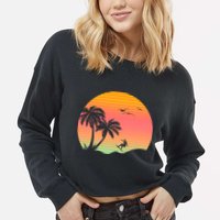 Surfing Into The Sunset Cropped Pullover Crew