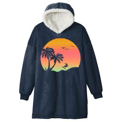 Surfing Into The Sunset Hooded Wearable Blanket