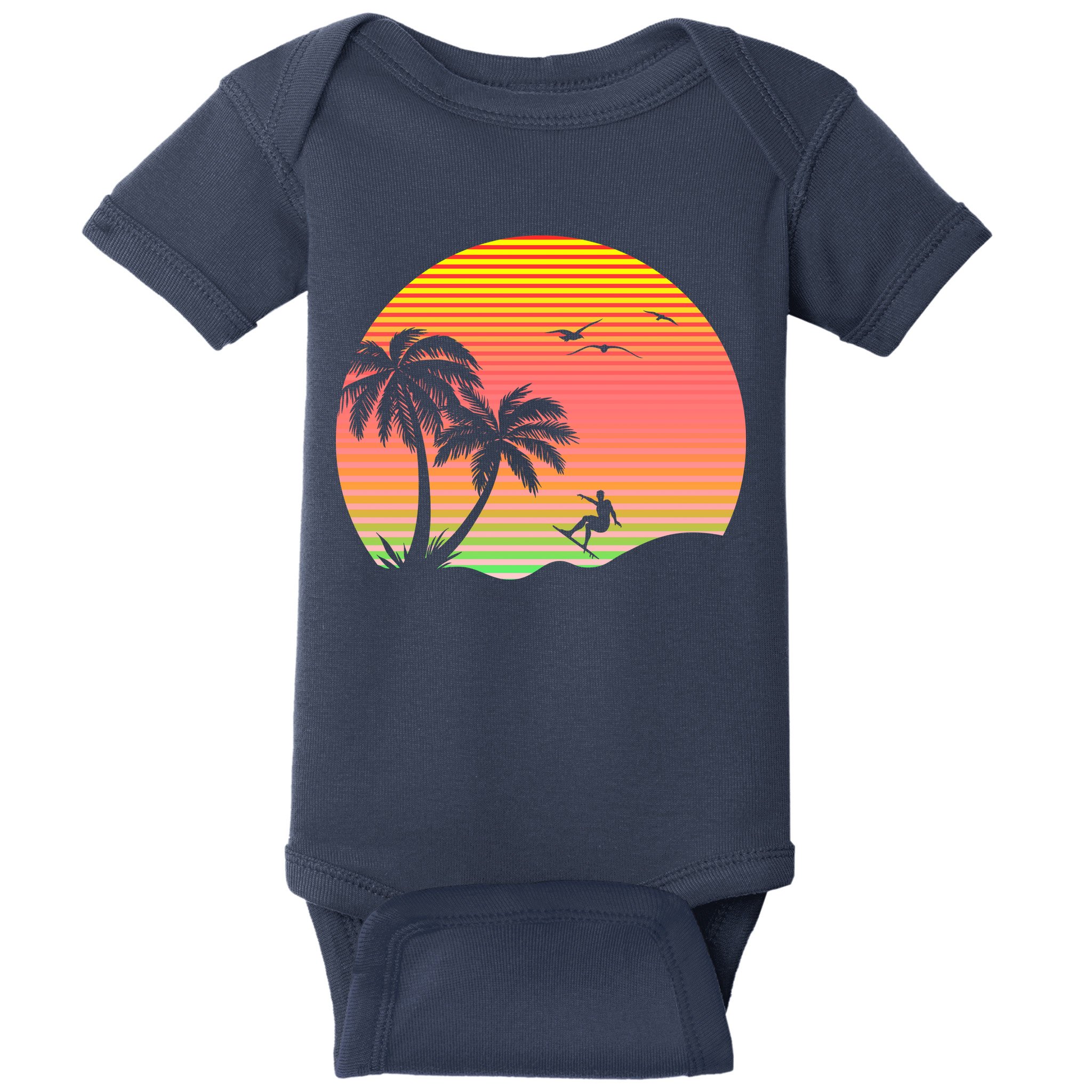 Surfing Into The Sunset Baby Bodysuit