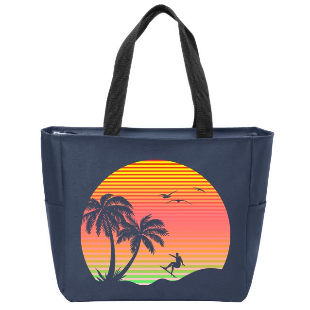 Surfing Into The Sunset Zip Tote Bag