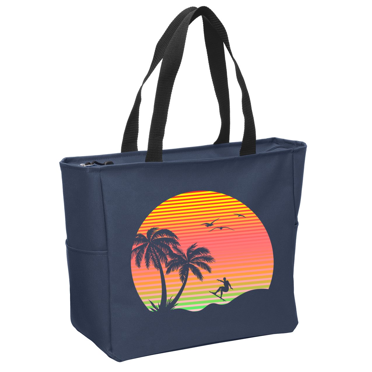 Surfing Into The Sunset Zip Tote Bag