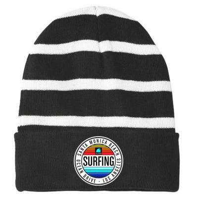 Surfing Logo Striped Beanie with Solid Band