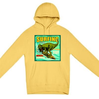 Surfing T-Rex Premium Pullover Hoodie