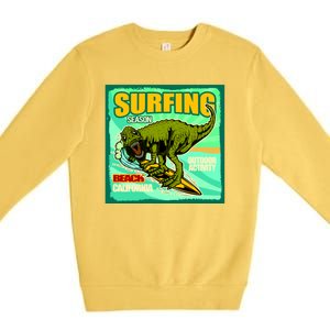 Surfing T-Rex Premium Crewneck Sweatshirt